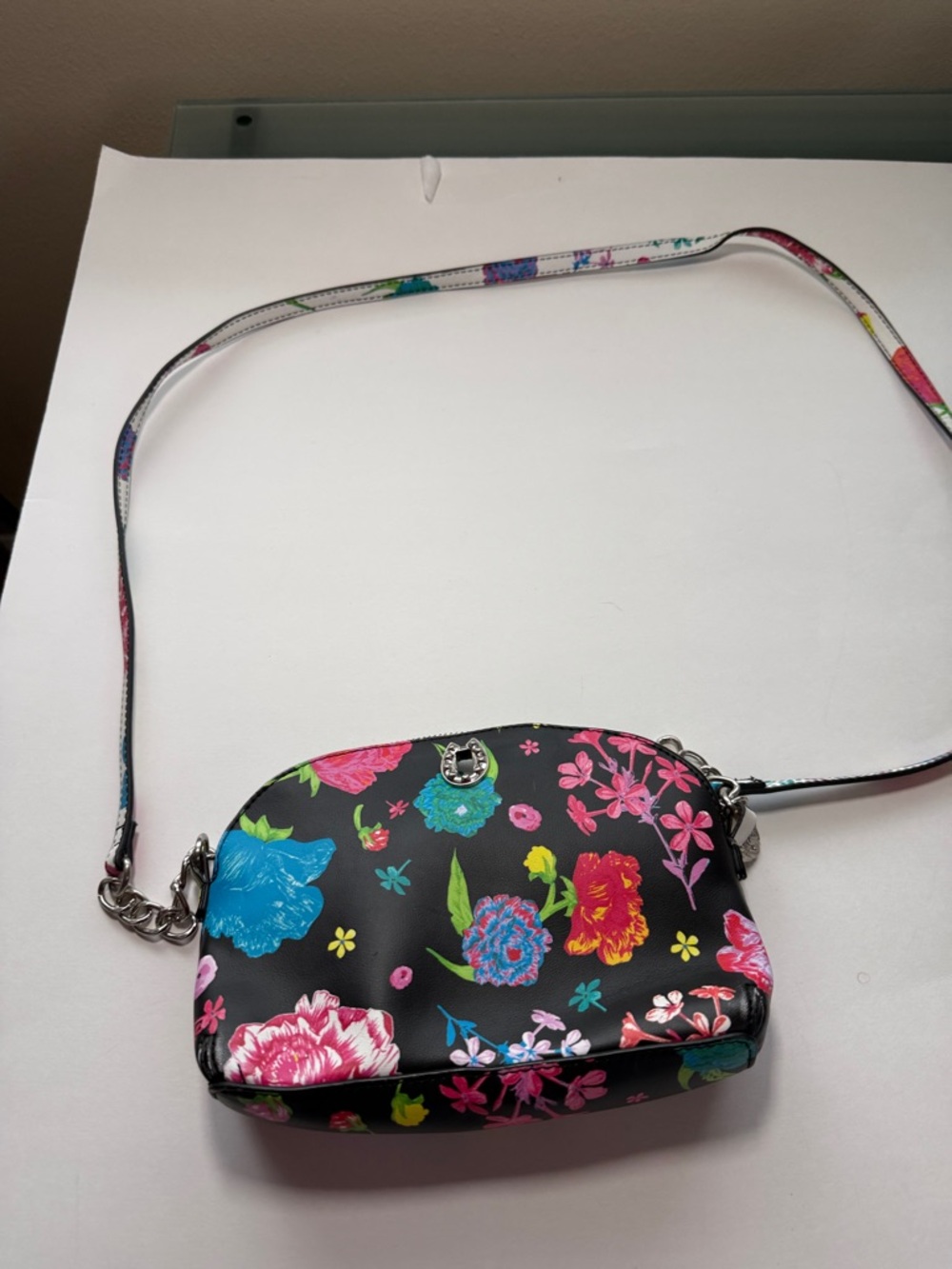 Vintage Betsy Johnson Floral Crossbody Bag in Black Multi